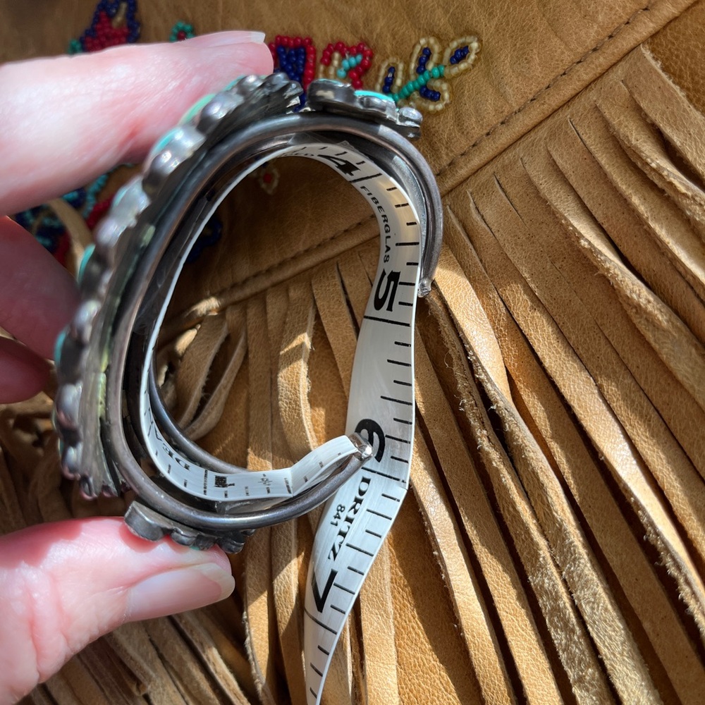 Rare Turquoise Oval Cuff Bracelet -  73 Blue Green Stones - Picture 14 of 17